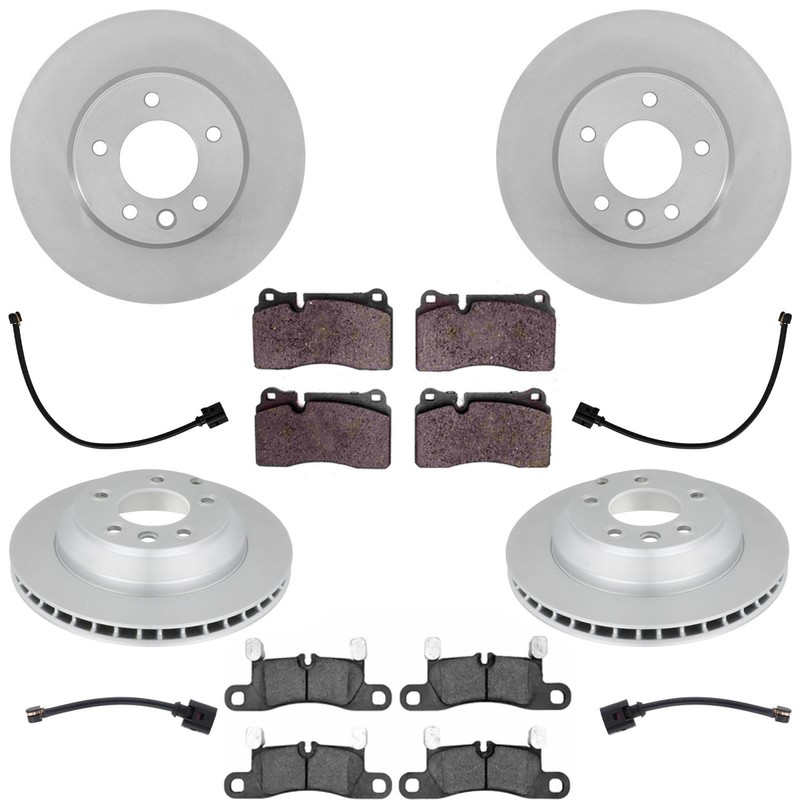 Front Rear Disc Brake Rotors & Euro Brake Pads Fits Volkswagen Touareg 2011-2017
