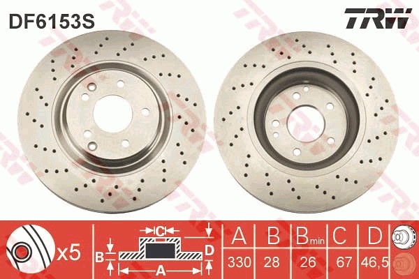 TRW DF6153S Brake Disc for Mercedes-Benz gallery