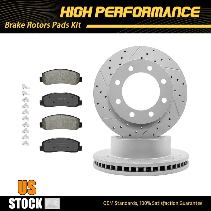 4WD 347mm Front Disc Brake Rotors + Ceramic Pads For Ford F-250 F-350 Super Duty