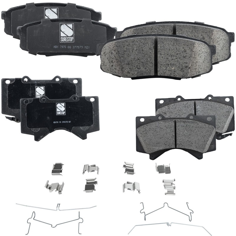 Front and Rear Ceramic Brake Pad Set For 2007-2021 Toyota Tundra Sequoia