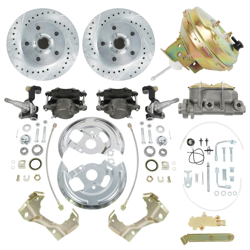 Body Disc Brake Conversion Kit 9" Booster Drilled Rotors For 1964-72 GM A, F, X gallery