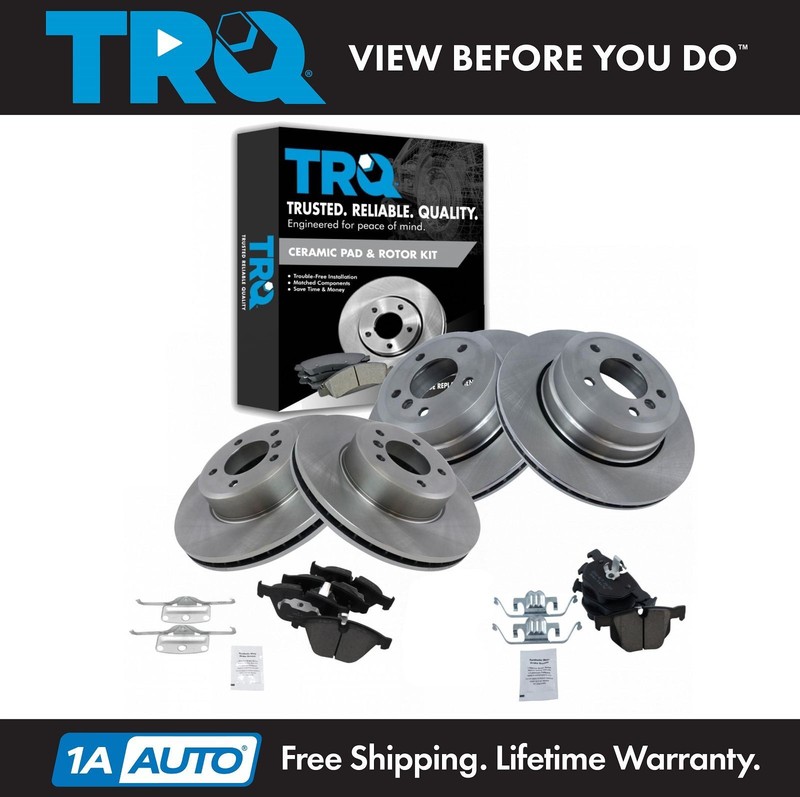 TRQ Front & Rear Ceramic Brake Pad & Rotor Kit for BMW 525Xi 528Xi 530Xi