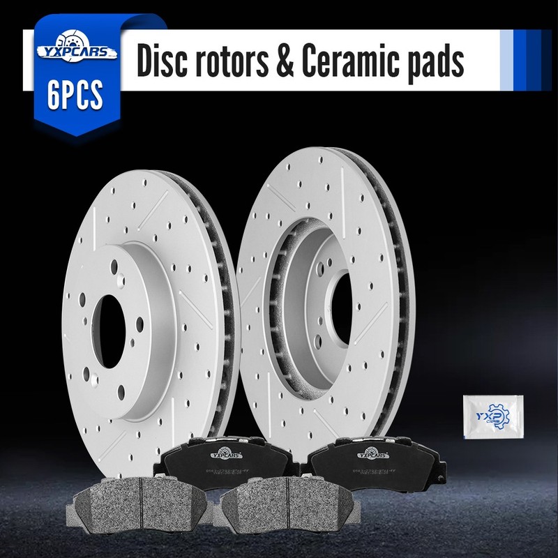 Front Drilled Disc Rotors And Brake Pads for 1998-2001 2002 Honda Accord