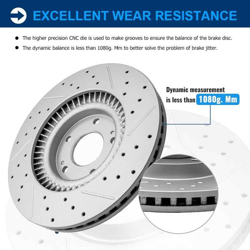 Rear Drilled Brake Rotors for 2005-2016 Honda CR-V 2007-2018 Acura RDX gallery