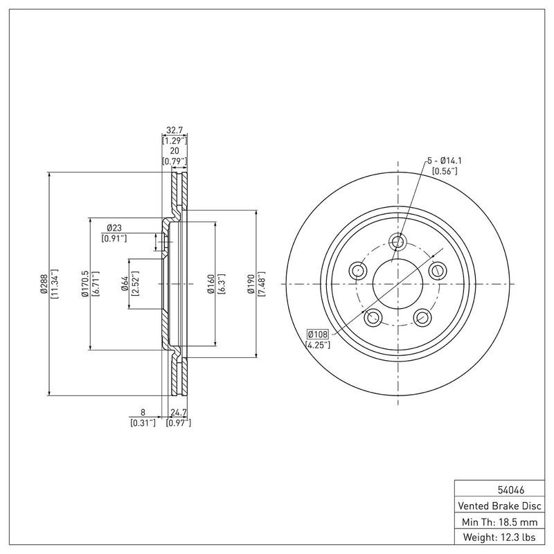Rear Disc Brake Rotor for LS, Thunderbird, S-Type, Vanden Plas, XJ8 (604-54046) gallery