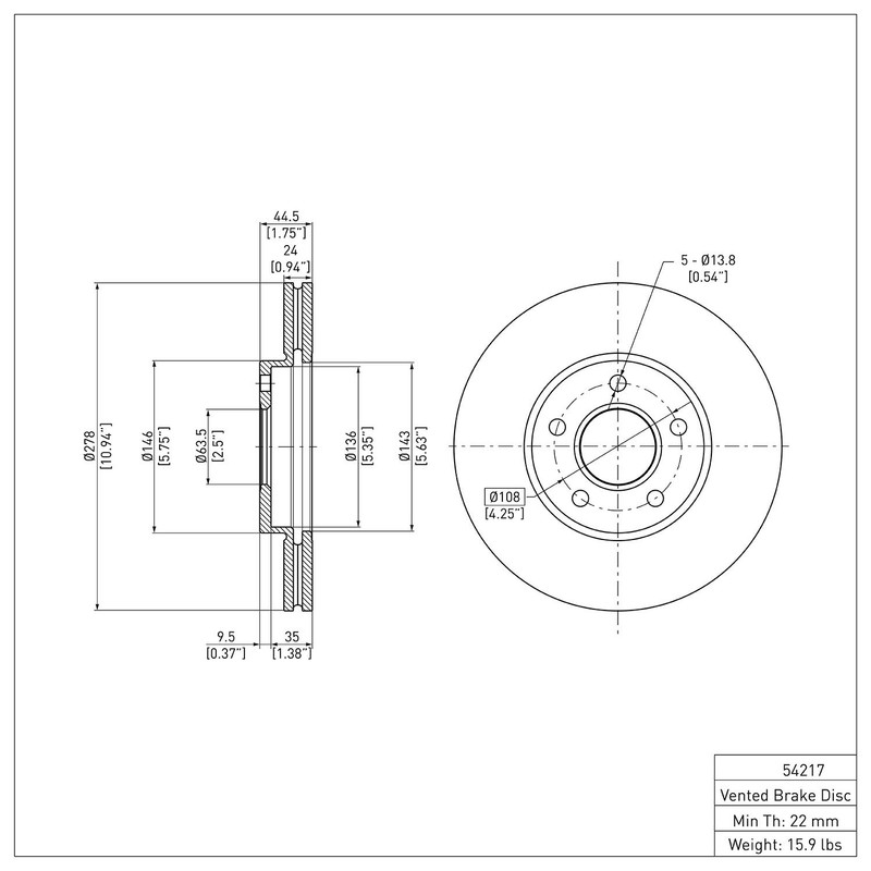 Dynamite Friction Front Disc Brake Rotor for 10-13 Transit Connect (600-54217) gallery