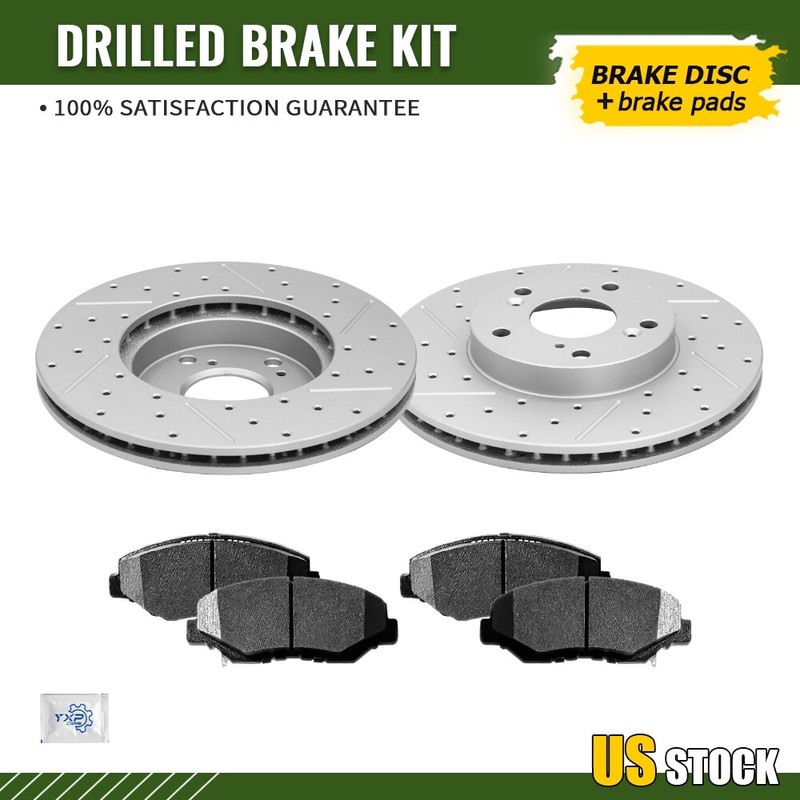 Front Drilled Disc Rotors Ceramic Brake Pads for Honda Accord Civic Element ILX