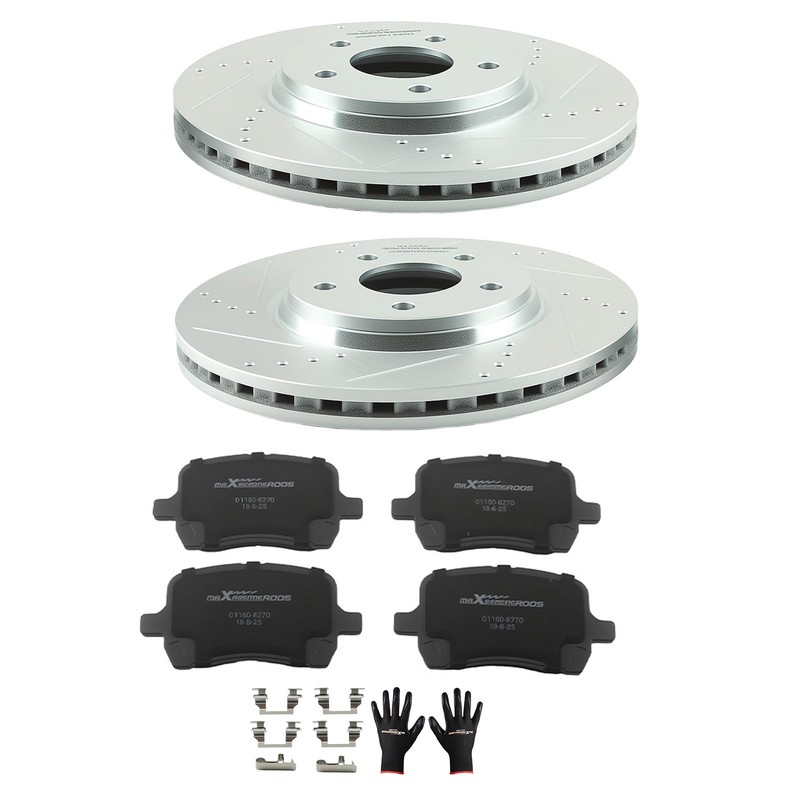 11.65in Front Drilled&Slotted Brake Rotors+Pads Kit for Pontiac G6 2006-2010