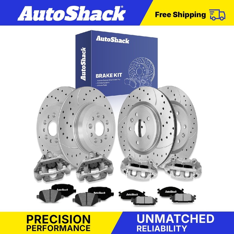 Front Rear Drilled Slotted Brake Rotors Pads Calipers for Ford, Explorer 11-19