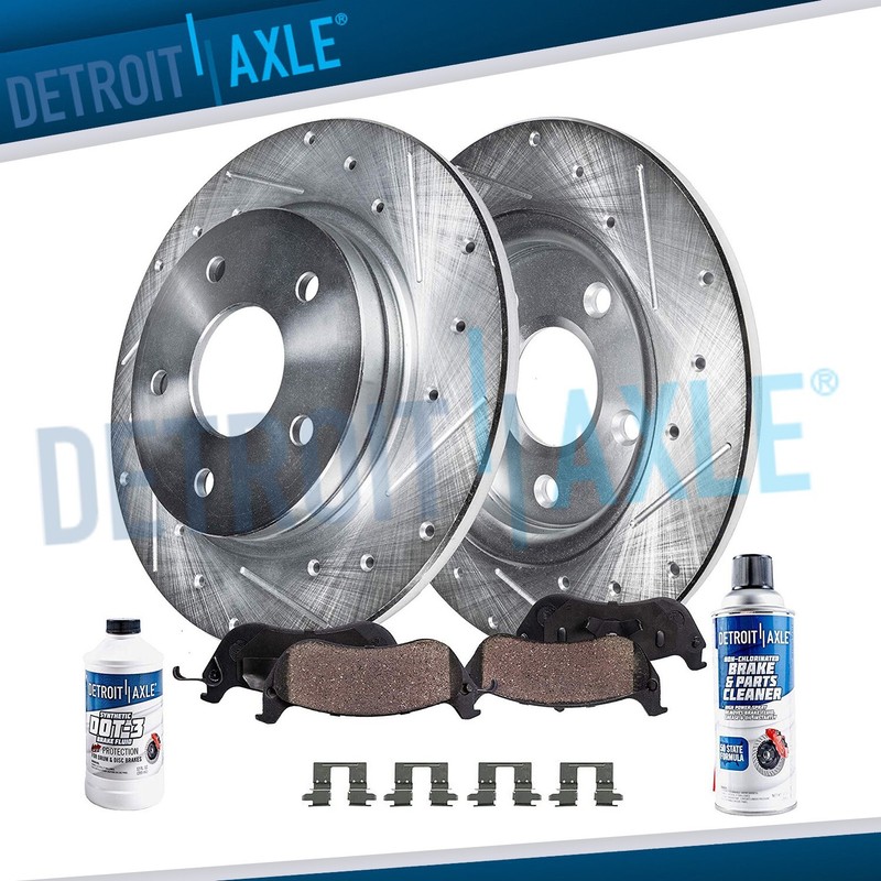 6pc Rear Drilled Brake Rotors Ceramic Brake Pads Kit for 2014-2018 Mazda 3 Sport