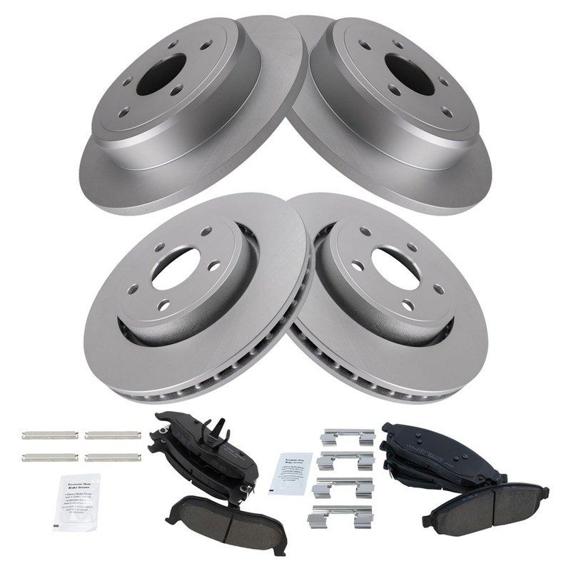 TRQ Front & Rear Ceramic Brake Pad & Coated Rotor Kit for Jeep Grand Cherokee gallery