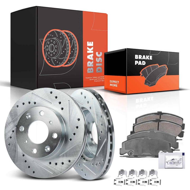 Front Drilled Brake Rotors & Brake Pads for Honda Civic 90-00 CRX Civic del Sol