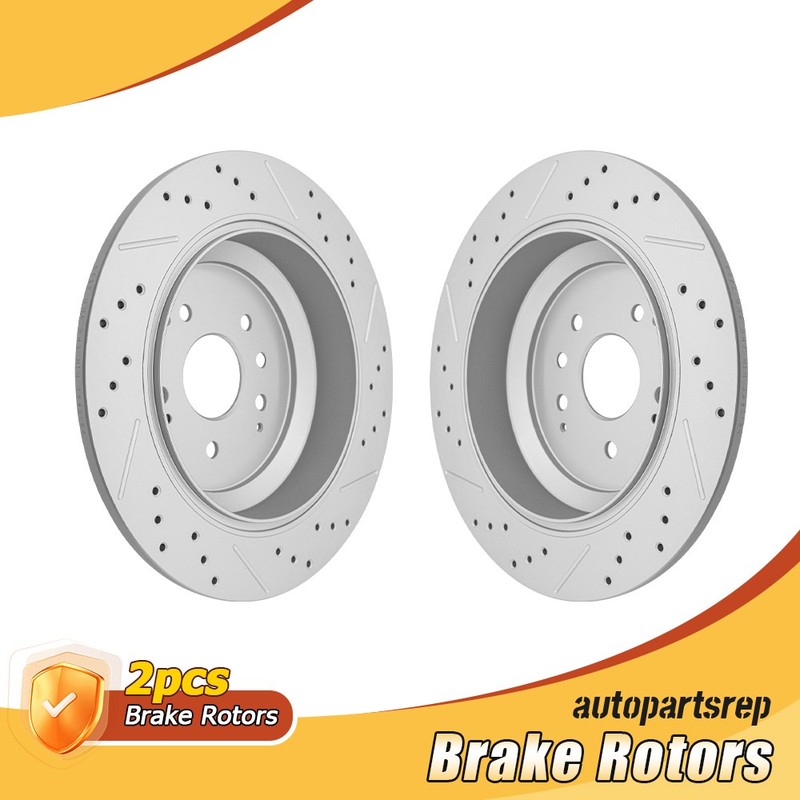 12.98 Inch (330mm) Rear Drilled Brake Disc Rotors for 2014 2015 2016 Acura MDX