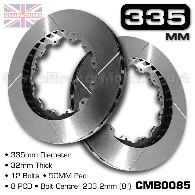 BRAKE DISCS / ROTOR 335MM X 32MM 12 BOLT (50MM PAD) 8″ PCD – PAIR -CMB0085