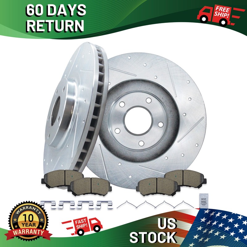 Front Drilled Slotted Rotors Brake Pads for 2009-2014 2016-2019 Nissan Maxima