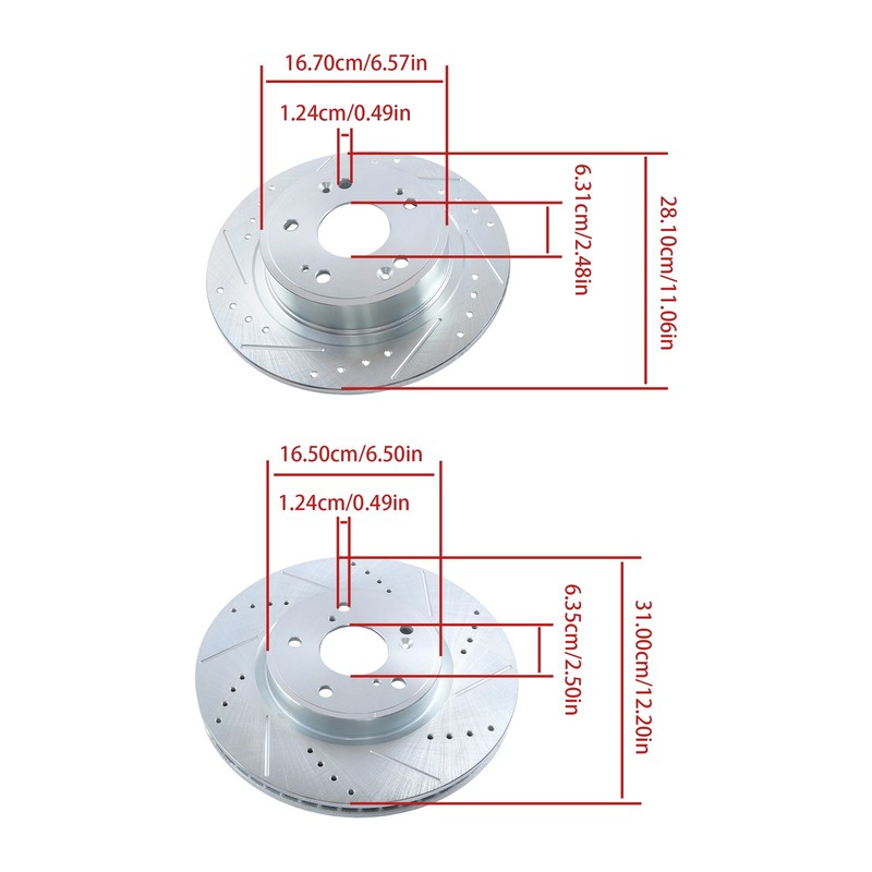 For Honda Accord 2018-2022 1.5L Front & Rear Drilled Rotor & Ceramic Brake Pad gallery