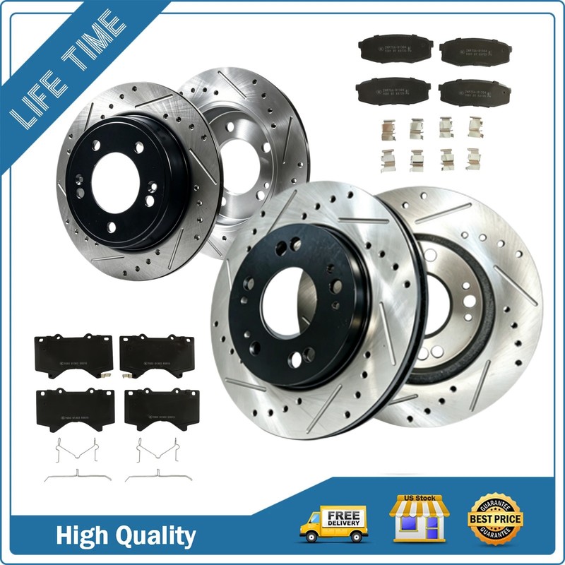 Front Rear Drilled Rotor brake Pad For 2019 2018-2021 Lexus LX570 Toyota Sequoia