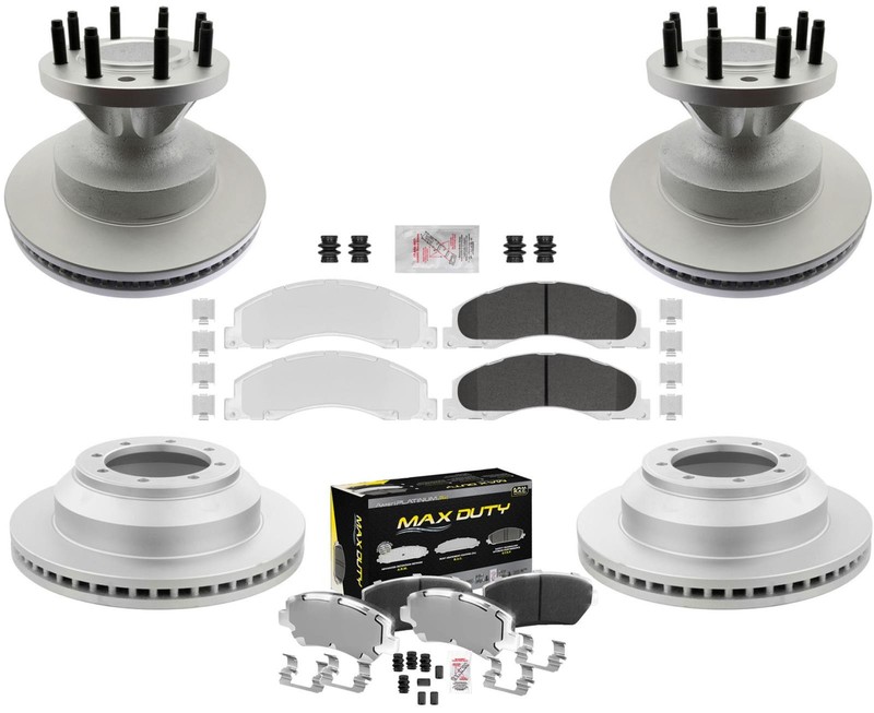 Premium Fleet Front Rear Galvanized Brake Pads & Coated Rotors Fits 08-23 E350
