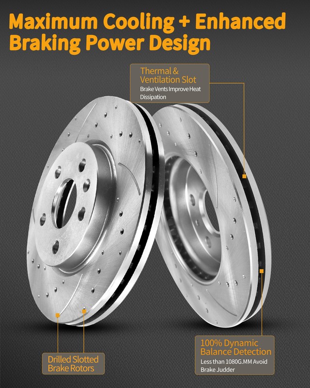 Front Drilled Disc Rotors Ceramic Brake Pads for Subaru Forester 2003 2004-2008 gallery