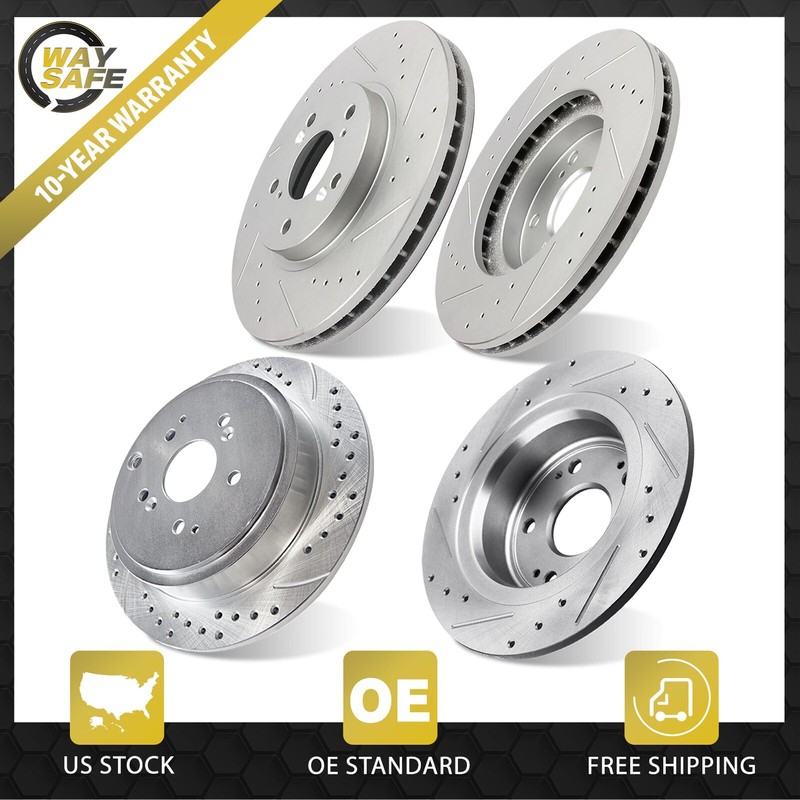 Front & Rear Drilled Brake Rotors Set of 4 for 2003 – 08 Pilot 2001 – 06 MDX