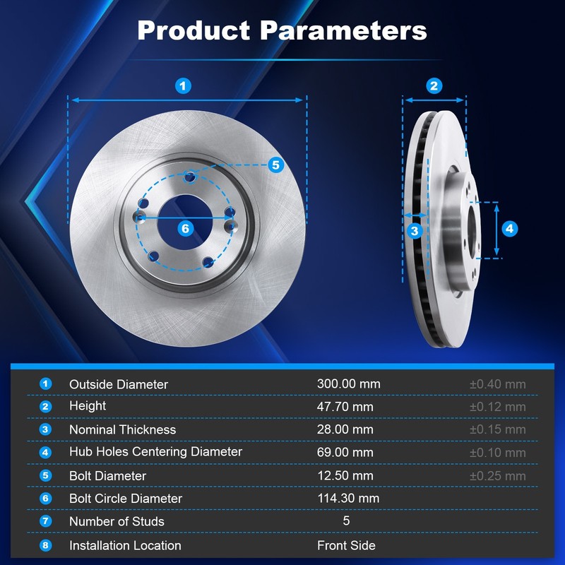Front Side 2x Brake Rotors & 4x Brake Pads for 2011-2014 2015 2016 Kia Optima gallery