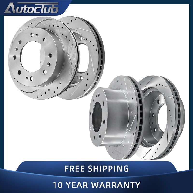 13.98 in Front 14.17 in Rear Drilled Disc Brake Rotors Kit for Silverado 3500 HD