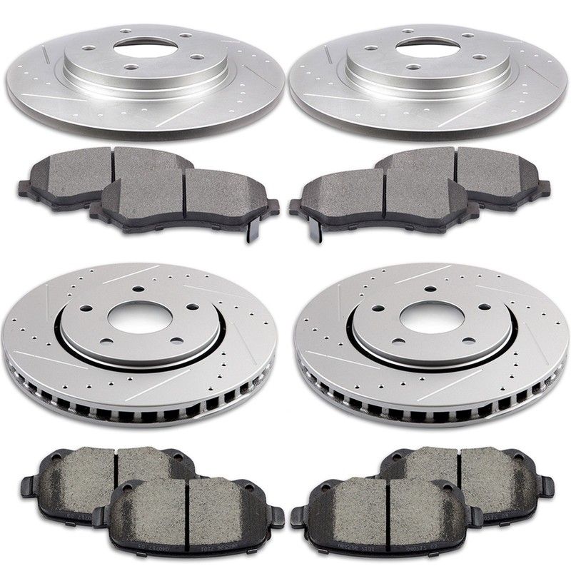 Brake Pads And Rotors Discs Front + Rear For Dodge Grand Caravan Journey Drilled