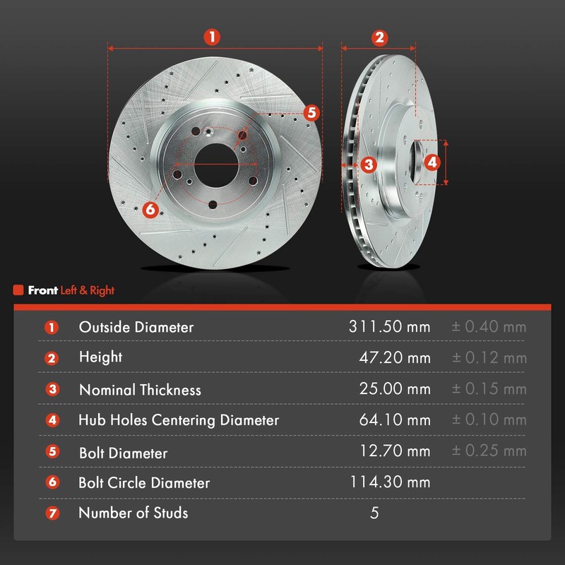 Front & Rear Driver & Passenger Drilled Brake Rotor for Honda Accord 2018-2021 gallery