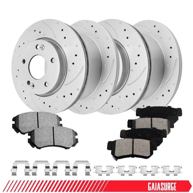 Front & Rear Drilled Brake Rotors + Pads for 2007 – 2010 Hyundai Elantra GLS SE