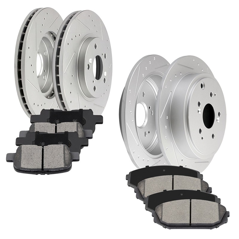 Ceramic Brake Pads + Rotors Front Rear For 2001 2002 Acura MDX Drilled & Slotted
