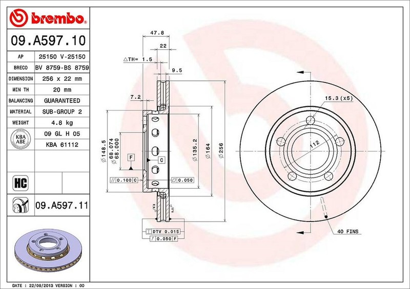 Brembo 09A59711C02 BRAKE ROTORS gallery