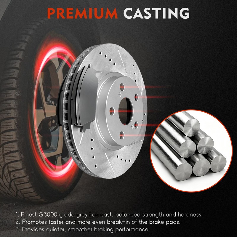 Drilled & Slotted Front Brake Rotors For 2011 2012 2013 2014 2015 Mini Cooper gallery