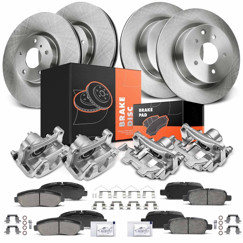 Front & Rear Brake Rotor & Pads+ Brake Calipers for Nissan Maxima 09-14 16-17