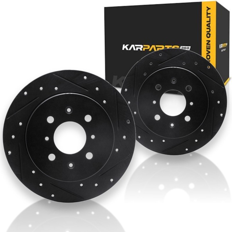 For Acura EL 2001 02 03 04 2005 Rotor Set | Black | Drilled and Slotted