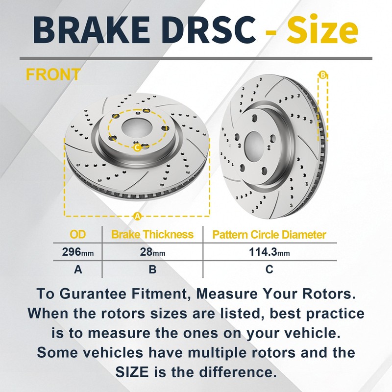 296mm Front 281mm Rear Brake Rotors Pads Kit for Toyota RAV4 2006-18 Slotted gallery