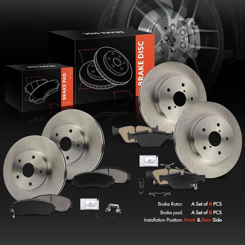 Front & Rear Disc Brake Rotors & Ceramic Brake Pads for Subaru Legacy H4 2.5L gallery