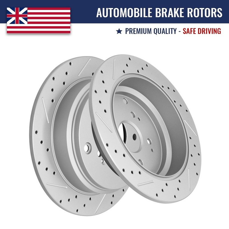 Rear Drilled Slotted Disc Brake Rotors Set for 2002-2004 Honda Odyssey