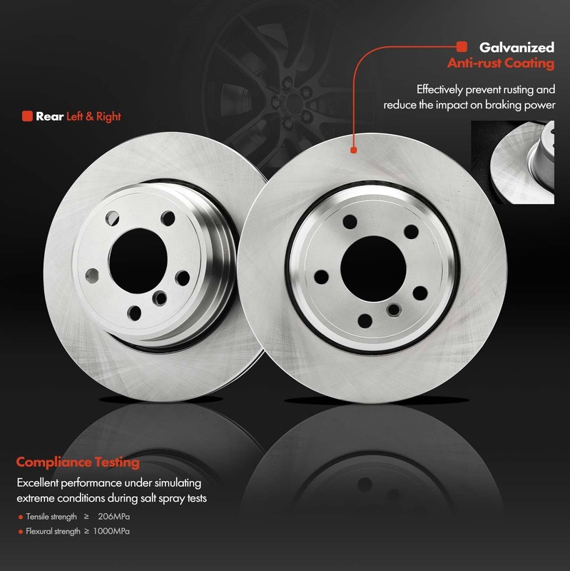 2pcs Rear Driver & Passenger Side Disc Brake Rotors for BMW X5 2002 2003 04-06 gallery
