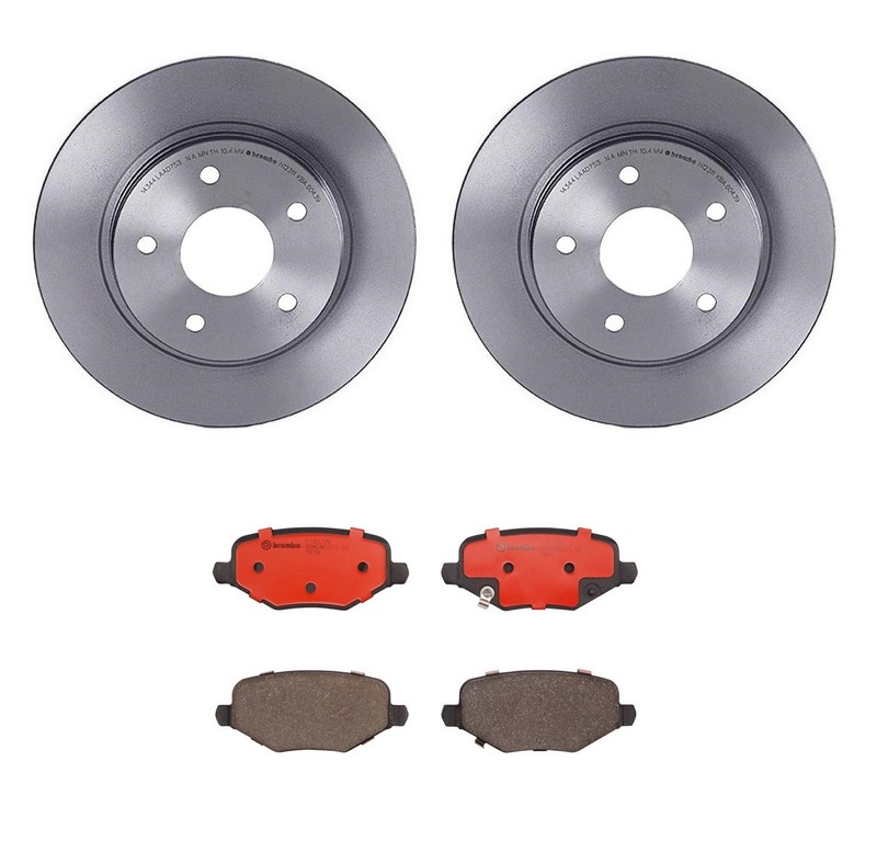 Brembo Rear Brake Kit Ceramic Pad & Coated Disc Rotors For Chrysler Dodge VW Ram