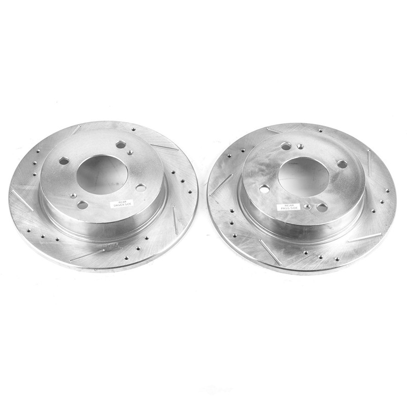 Disc Brake Rotor Set-Rear Drilled, Slotted and Zinc Plated Brake Rotor Pair