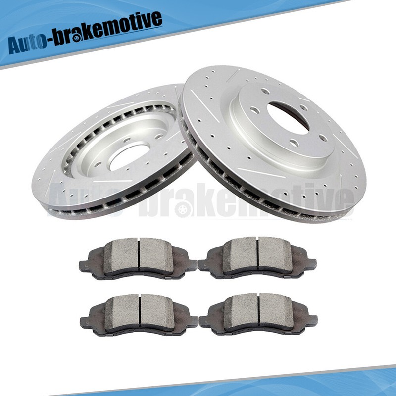 FRONT DRILL SLOT BRAKE ROTORS +CERAMIC PADS FOR OUTLANDER AVENGER LANCER SEBRING gallery