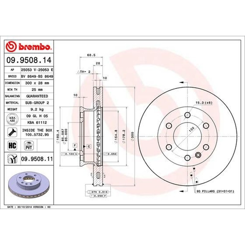BREMBO UV Coated Brake Disc 09.9508.11