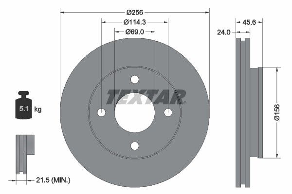 Textar 92134803 Brake Disc for Mitsubishi, Smart gallery