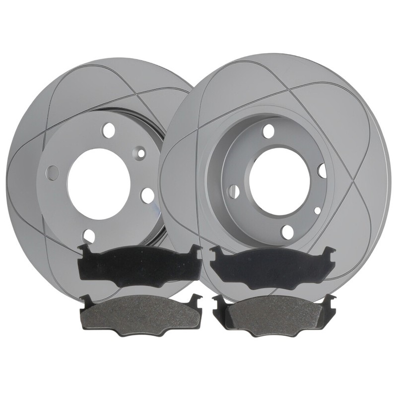 Front Slotted Disc Brake Rotors & Pads, Fits Volkswagen Jetta, Rabbit; 239mm gallery