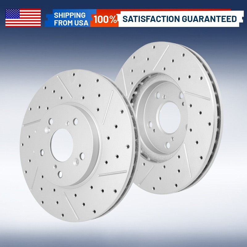 2PCS Front Drilled Brake Rotors Set for Acura CL TSX Honda Accord Odyssey Pilot