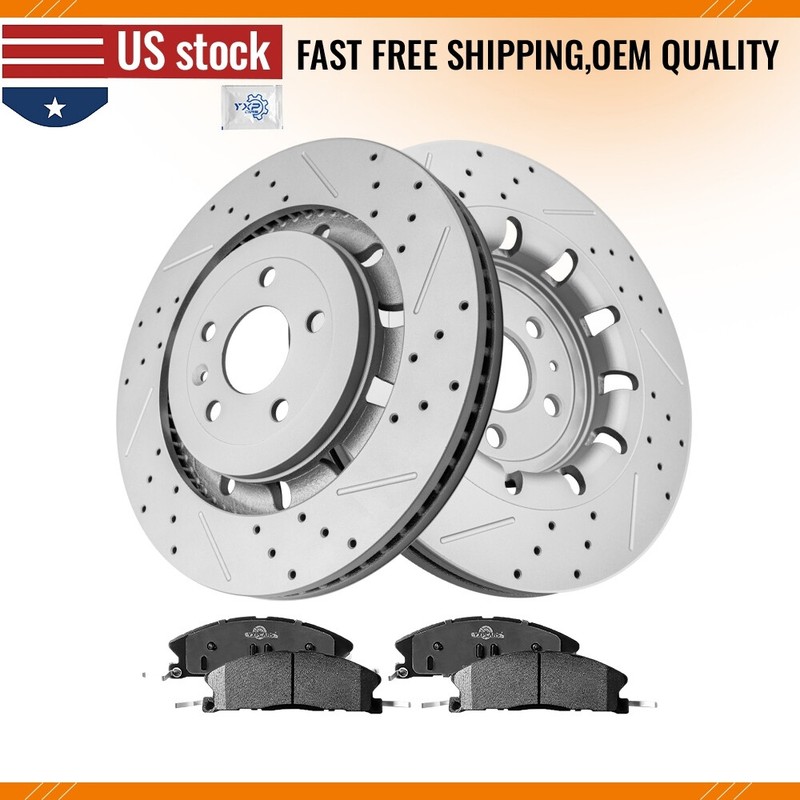 Front Brake Disc Rotors & Ceramic Pads For Ford Explorer Flex Lincoln MKS MKT