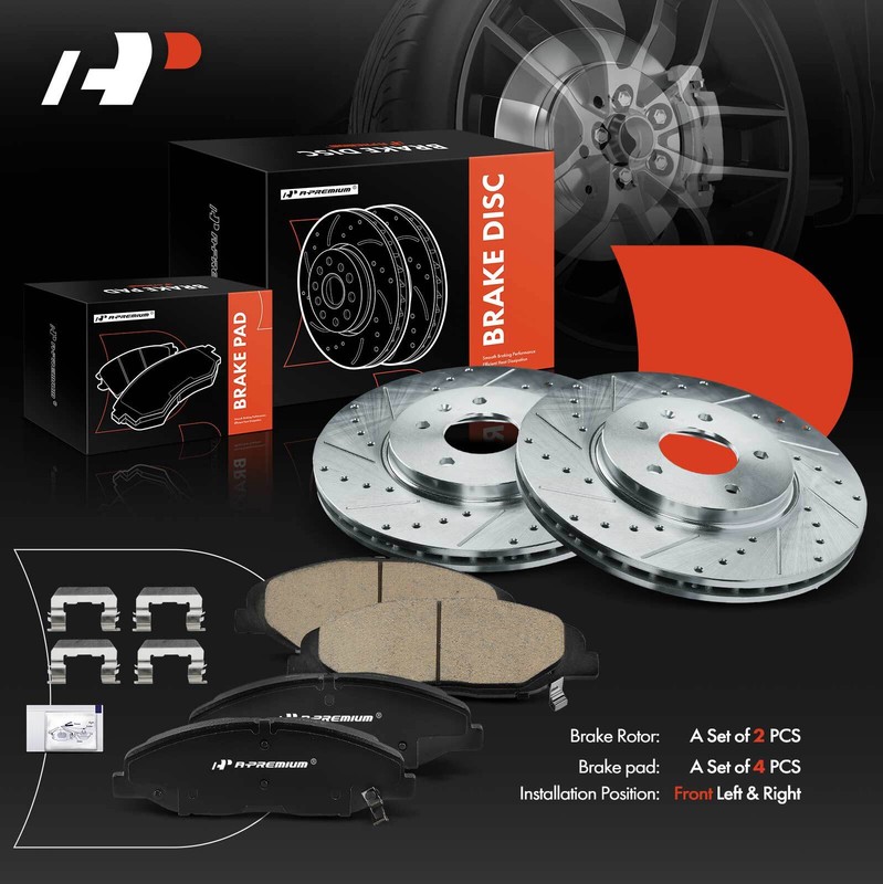 Front Drilled Brake Rotors & Ceramic Brake Pad for Cadillac STS 2009-2011 5 Lug gallery