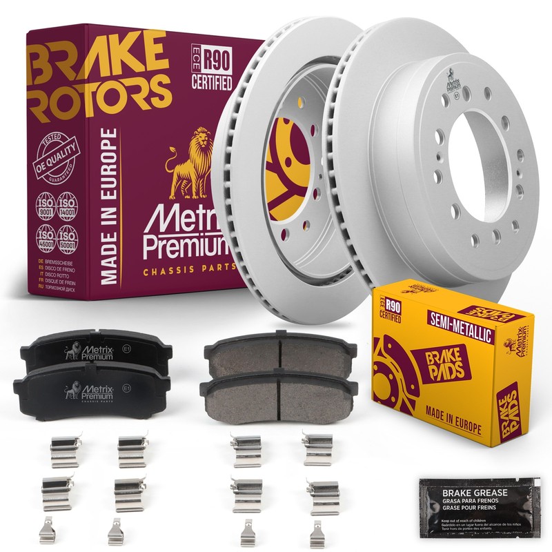 Rear Brake Rotors Set + Disc Brake Pads Kit for 10-21 Lexus GX460 Toyota 4Runner