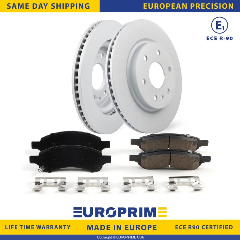 12.8 in Front Brake Rotors + Ceramic Disc Brake Pad Kit for 08-17 Buick Enclave