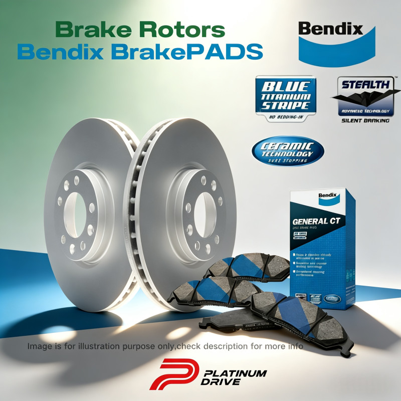 Front Disc Rotors+Bendix GCT Brake Pads for Toyota Prius V W40 ZVW40 11-23 296mm